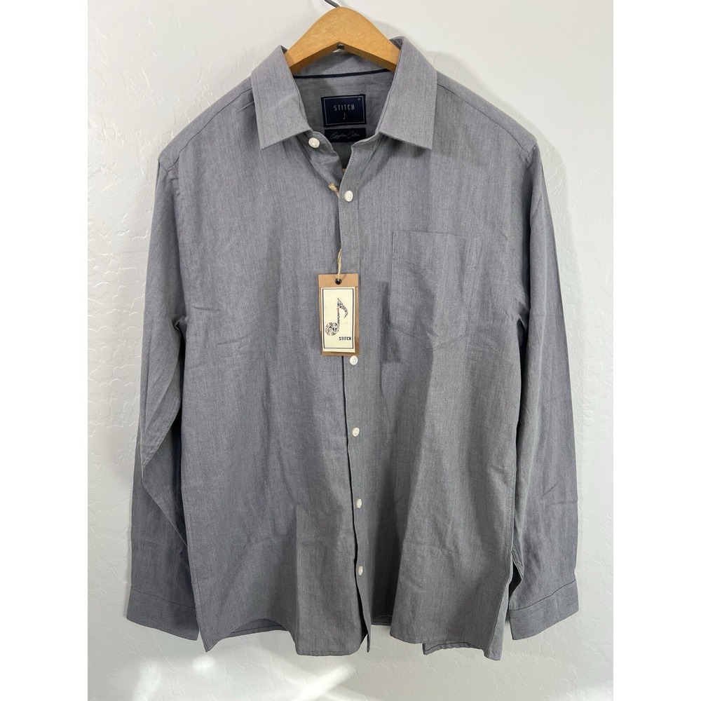 Stitch Note Classic Long Sleeve Egyptian Cotton Button Down Shirt M Old Money